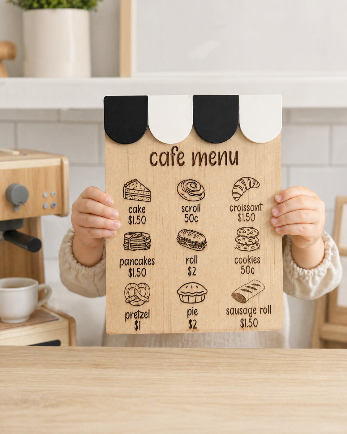 Kids Wooden Cafe Menu Sign