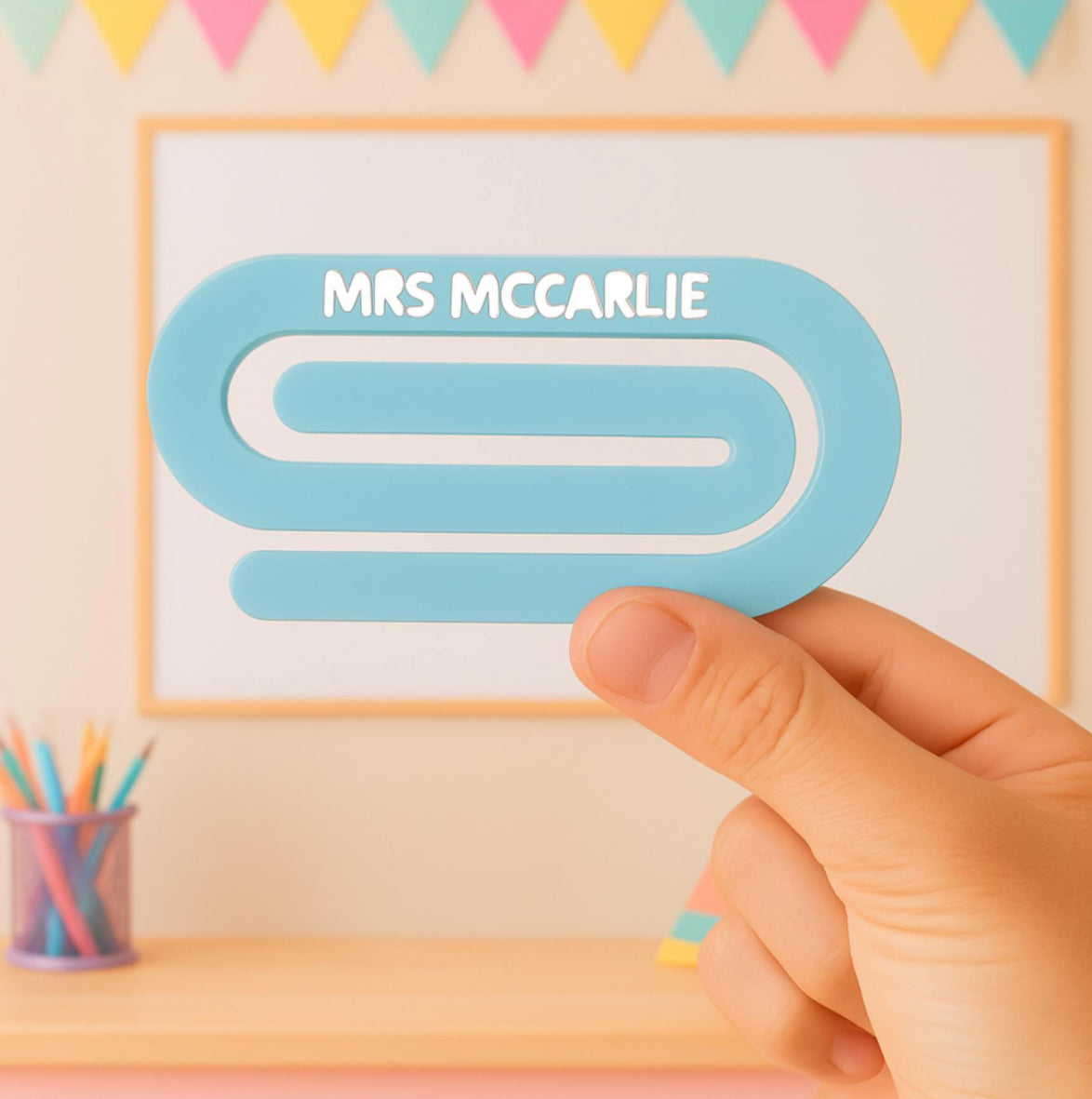 Acrylic Jumbo Paperclip – Custom Desk Accessory – Personalised