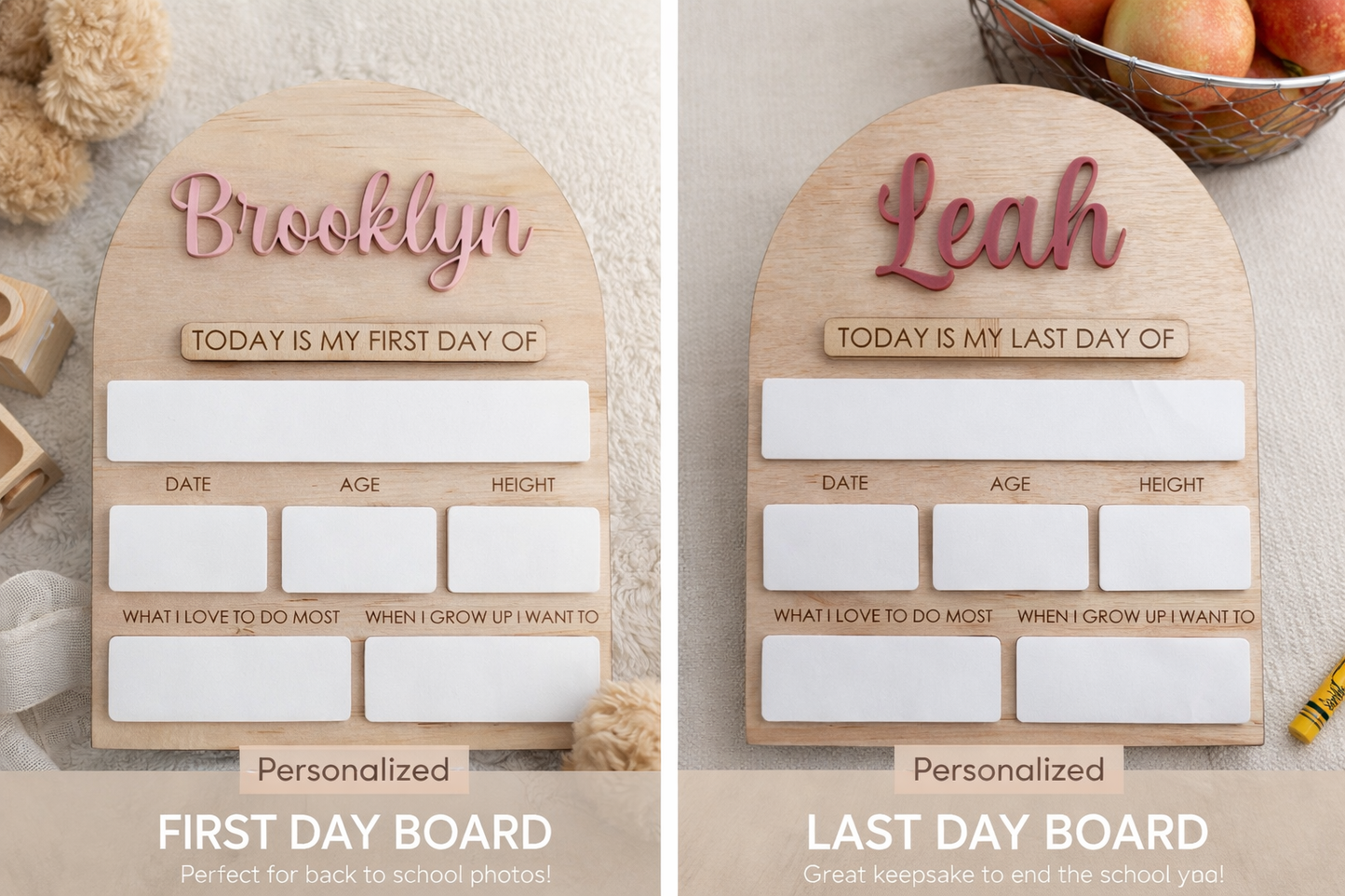 First & Last Day Plaque – Back to School Photo Prop – Personalised
