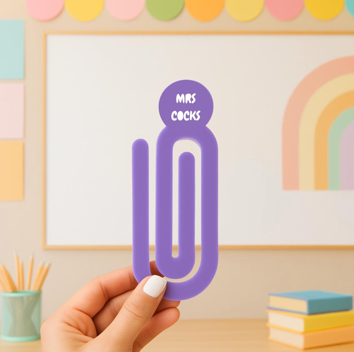 Acrylic Jumbo Paperclip – Custom Desk Accessory – Personalised