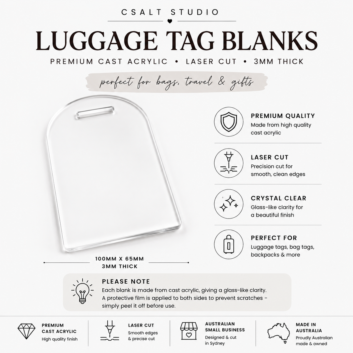 Acrylic Luggage Tag Blanks