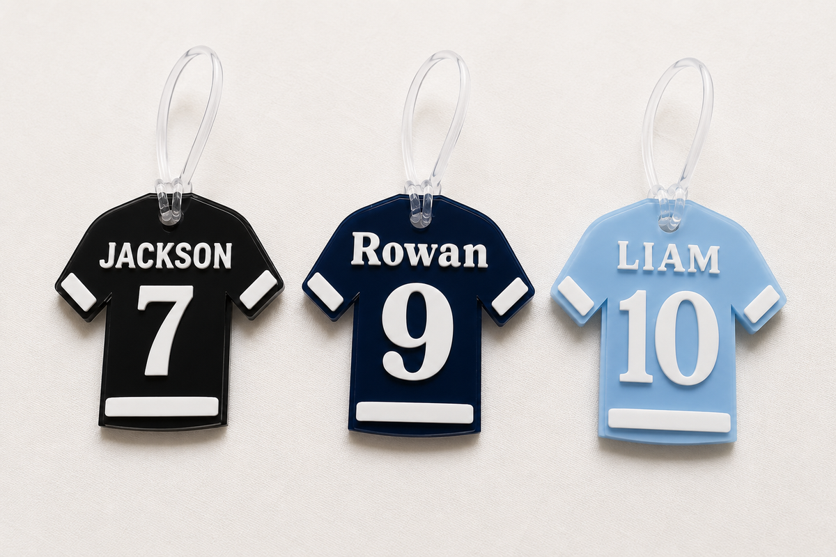 Personalised Sports Jersey Bag Tag