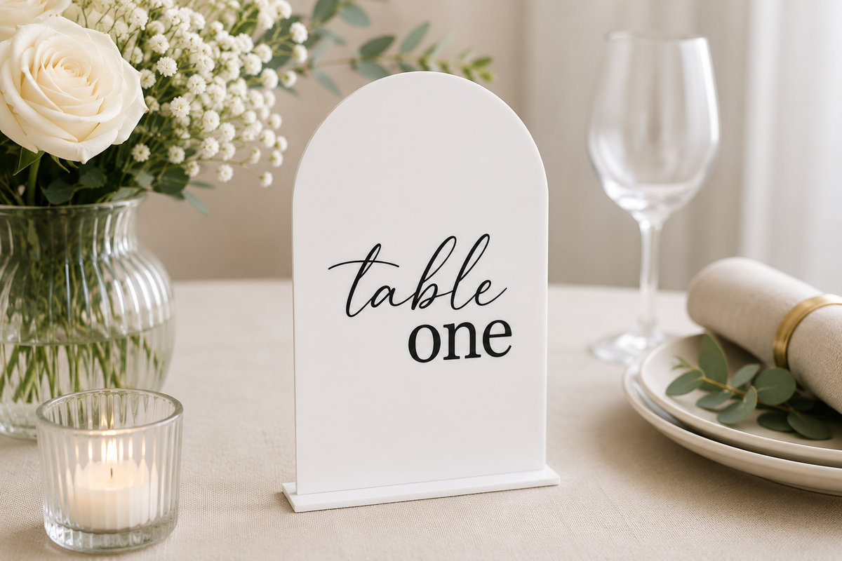 Acrylic Wedding Table Numbers with Stand
