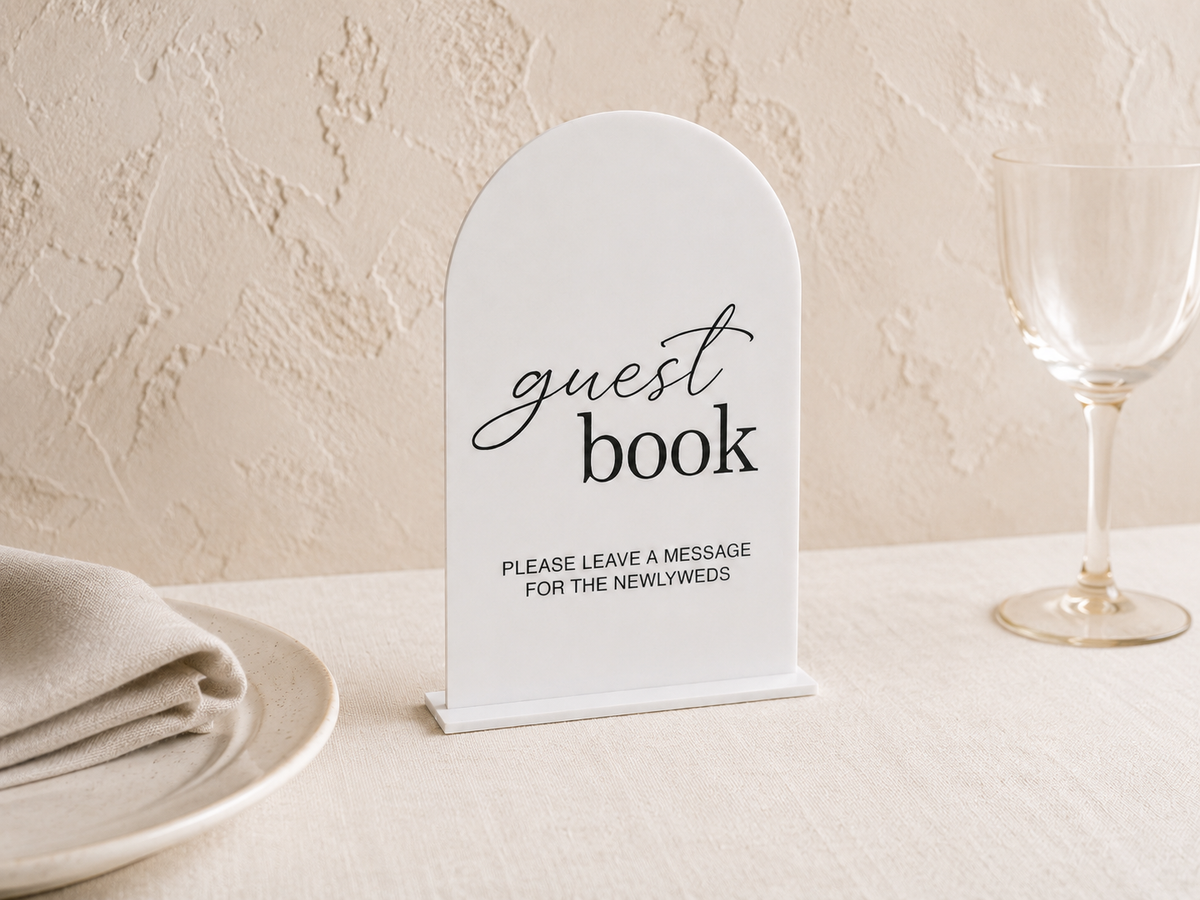 Acrylic Wedding Guest Book Sign with Stand