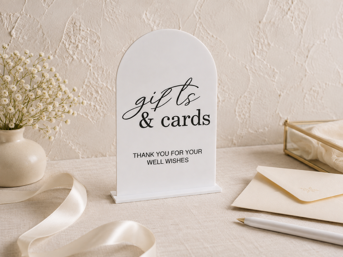 Acrylic Wedding Gifts & Cards Sign with Stand