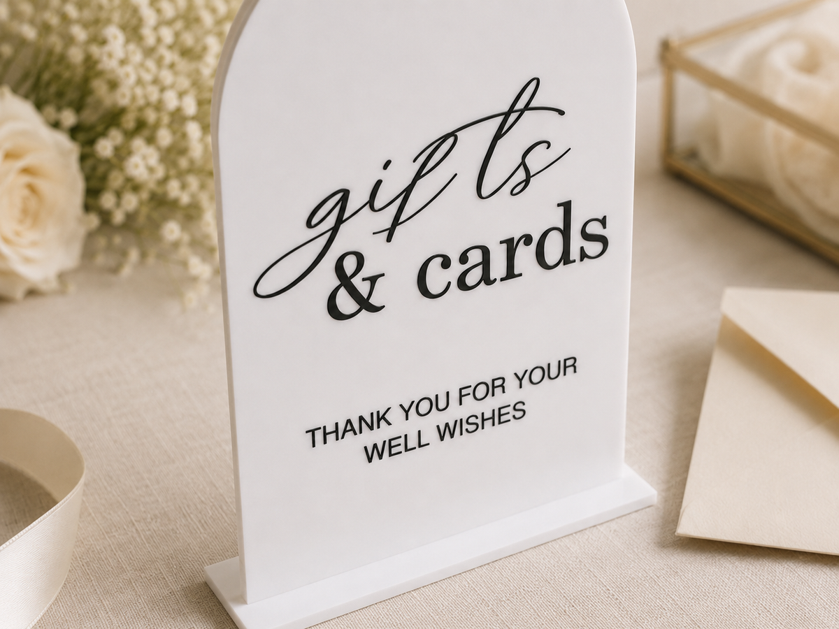 Acrylic Wedding Gifts & Cards Sign with Stand