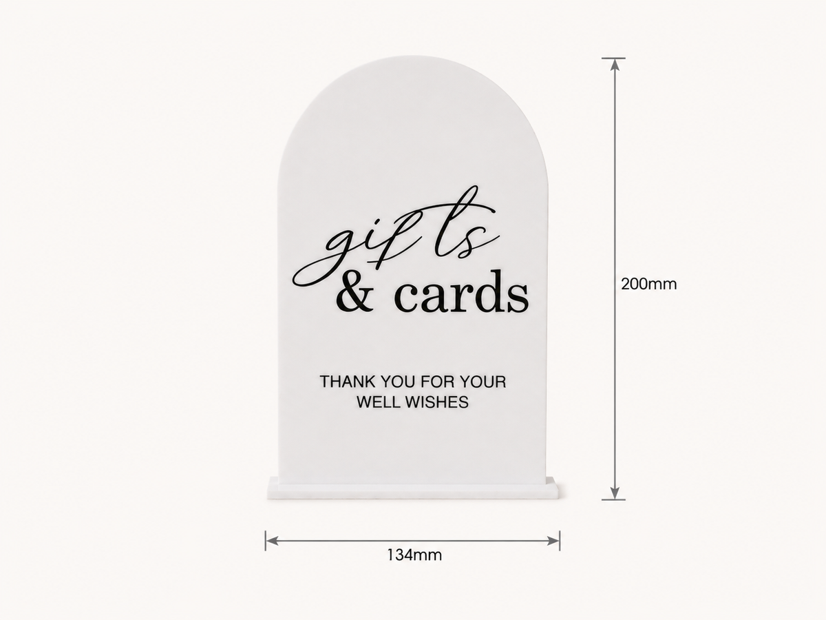 Acrylic Wedding Gifts & Cards Sign with Stand