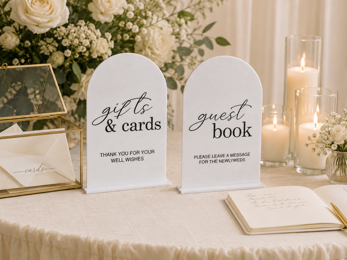 Acrylic Wedding Gifts & Cards Sign with Stand