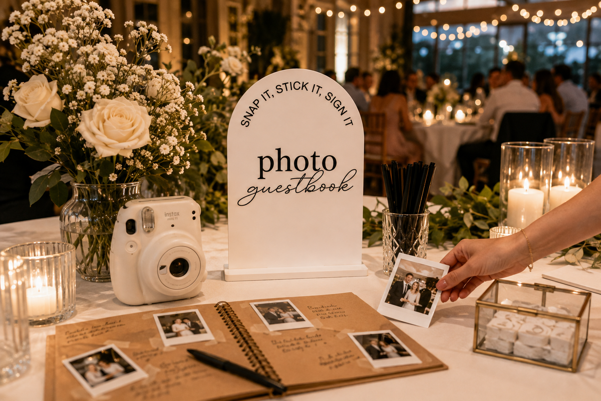 Wedding Photo Guestbook Sign with Stand