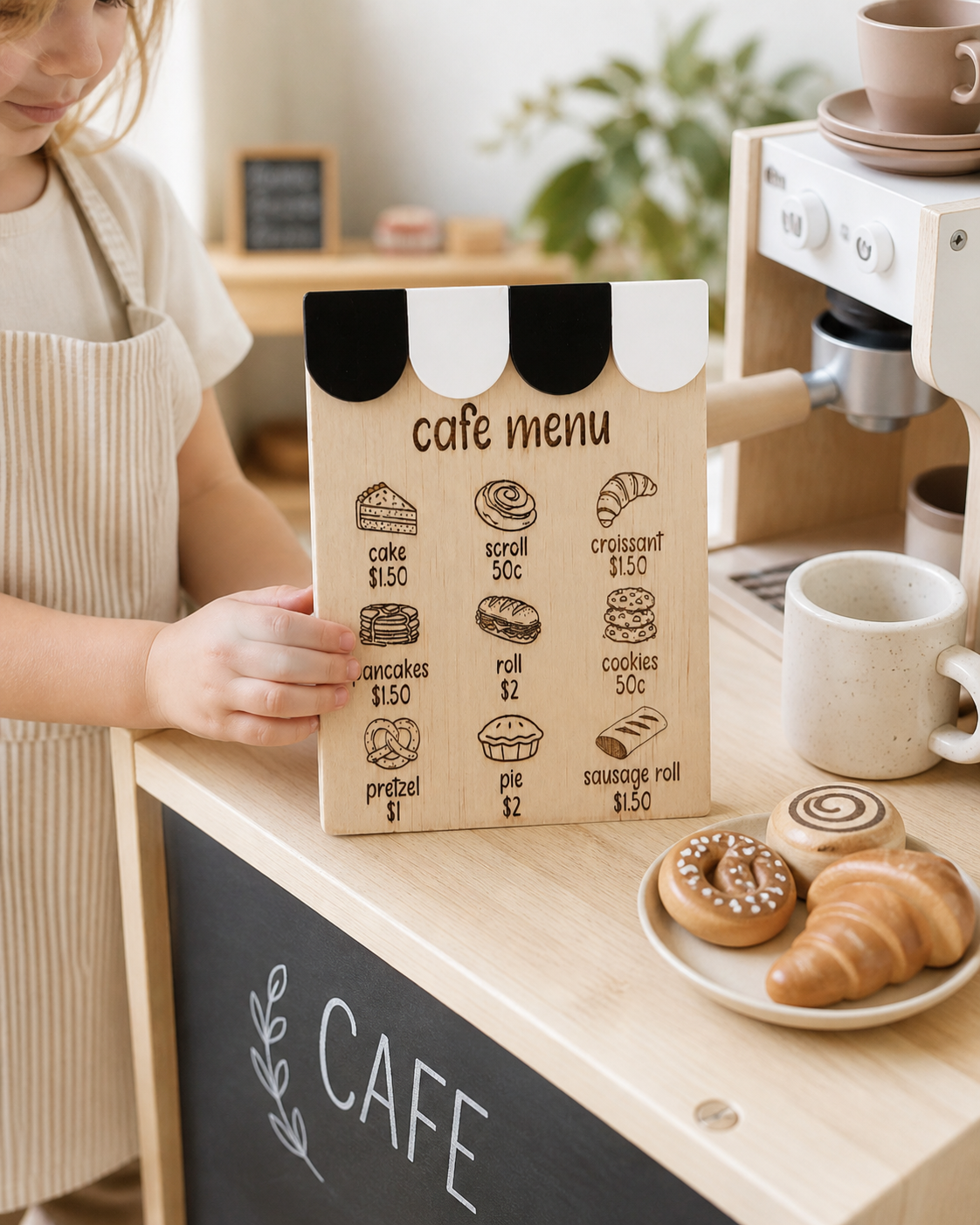 Kids Wooden Cafe Menu Sign