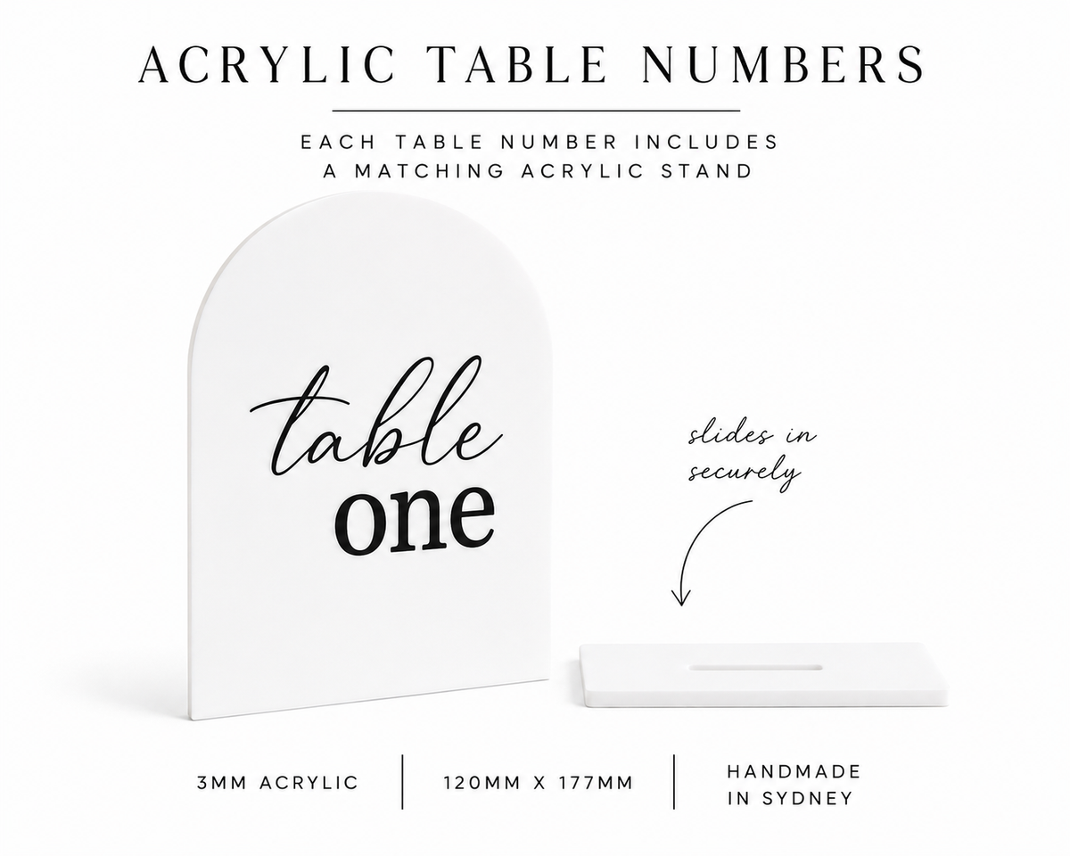 Acrylic Wedding Table Numbers with Stand