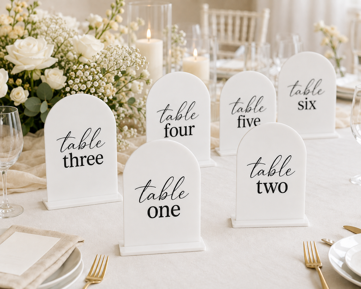 Acrylic Wedding Table Numbers with Stand