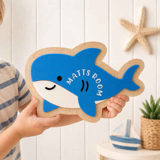 Kids Personalised Shark Sign